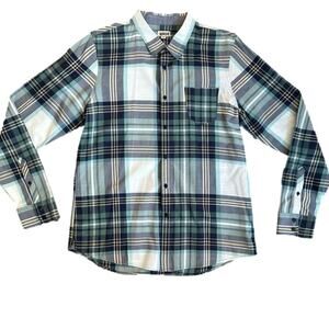 1901 Men's Button Up Dress Shirt Long Sleeve Plaid Pocket Size XXL Casual